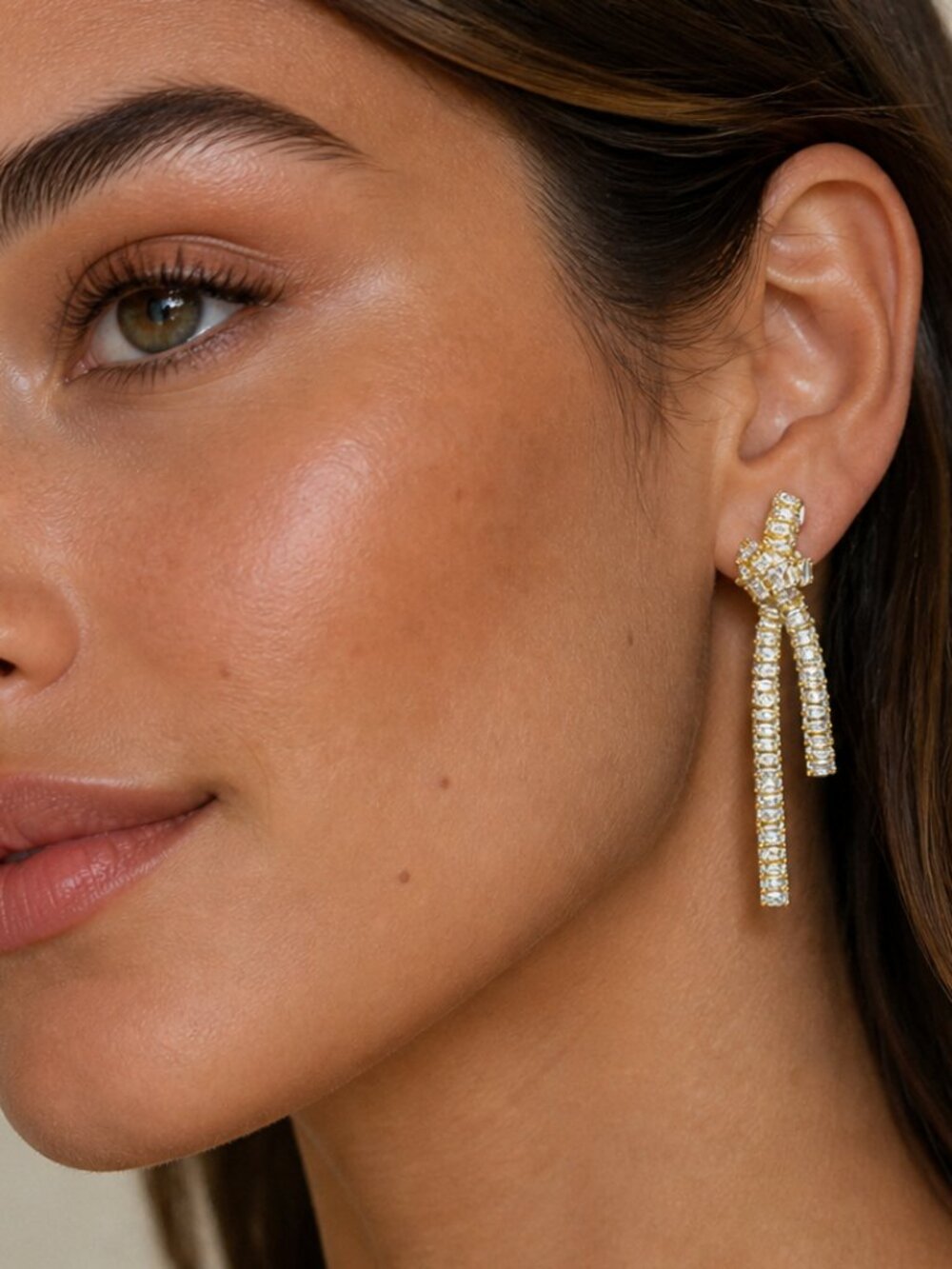 Gemelli "RAE" Gold Crystal Knot Drop Earrings - NWT $62 MSRP